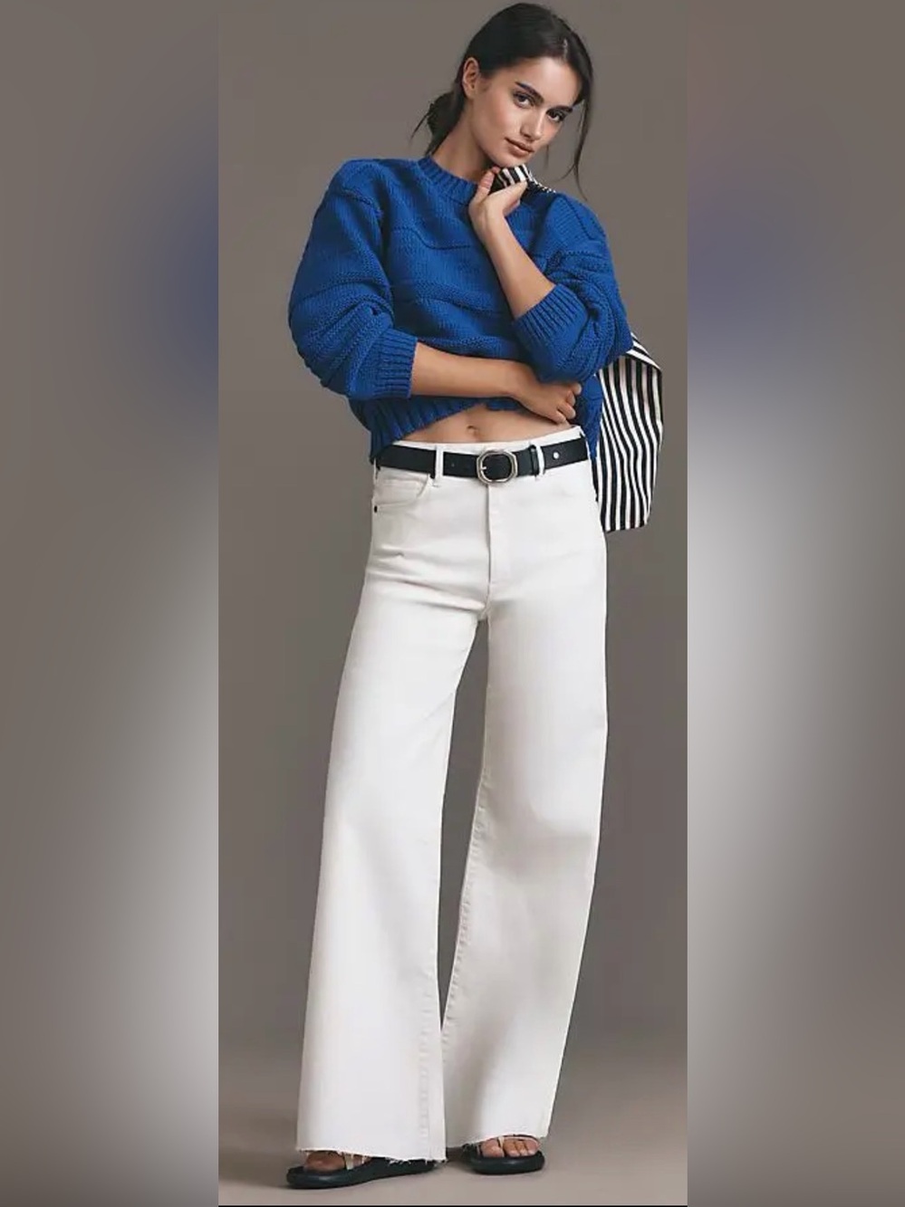 Anthropologie Robbie High-Rise Flared Fray White Denim Jeans Size 30 NWOT $148
